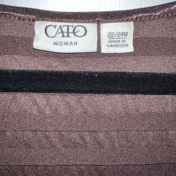 Cato Women Top 22/24W Short Sleeve Scoop Neck Stretch Brown Ruffle Tiered - Picture 3 of 11